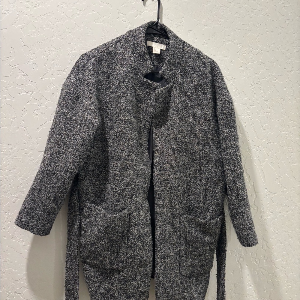 H&M Charcoal and black Tweed coat